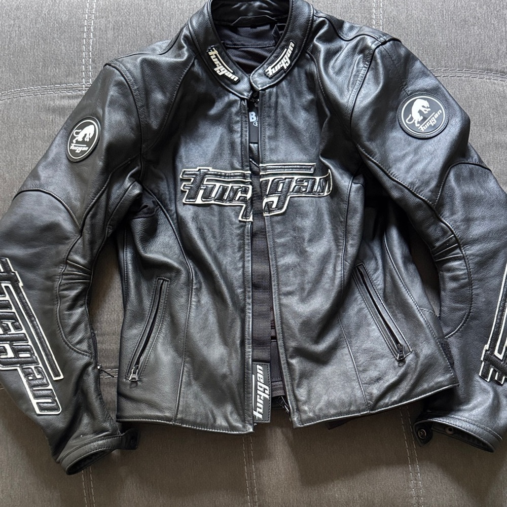 Furygan Black Leather Motorcycle Jacket